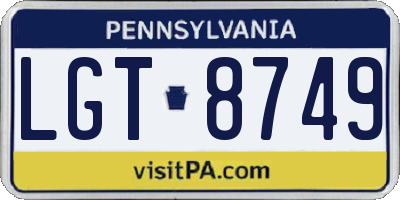 PA license plate LGT8749