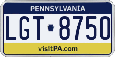 PA license plate LGT8750