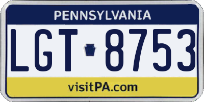 PA license plate LGT8753