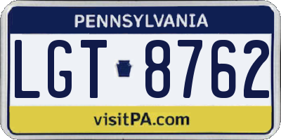 PA license plate LGT8762