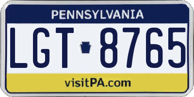 PA license plate LGT8765