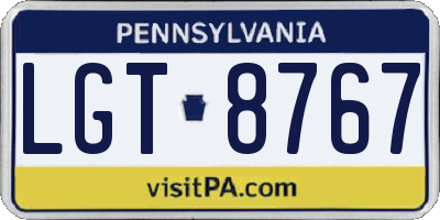 PA license plate LGT8767