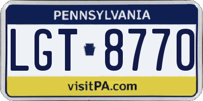PA license plate LGT8770