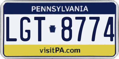 PA license plate LGT8774