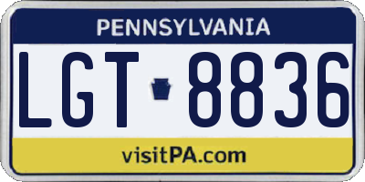 PA license plate LGT8836