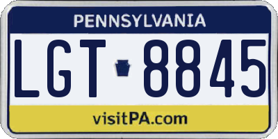 PA license plate LGT8845