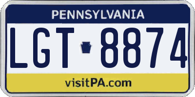 PA license plate LGT8874