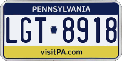 PA license plate LGT8918