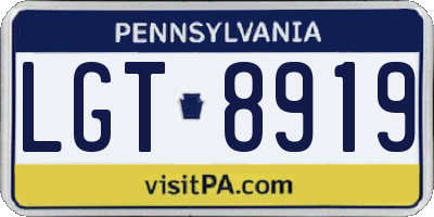 PA license plate LGT8919