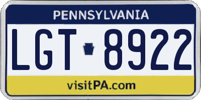 PA license plate LGT8922