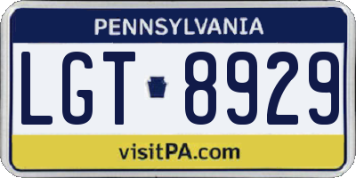 PA license plate LGT8929