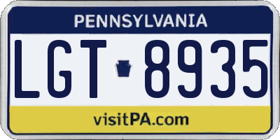 PA license plate LGT8935