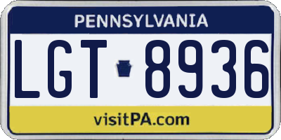 PA license plate LGT8936