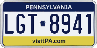 PA license plate LGT8941