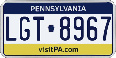 PA license plate LGT8967