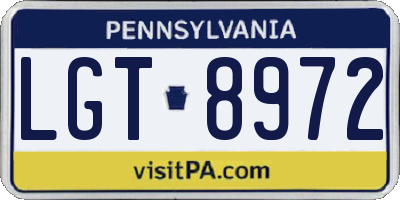 PA license plate LGT8972