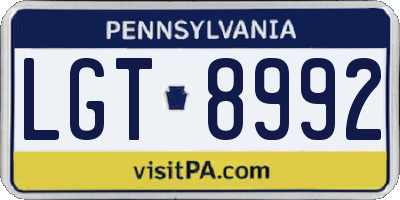 PA license plate LGT8992