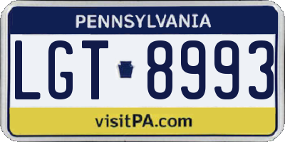 PA license plate LGT8993
