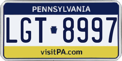 PA license plate LGT8997