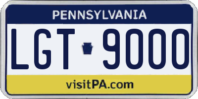 PA license plate LGT9000