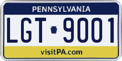 PA license plate LGT9001
