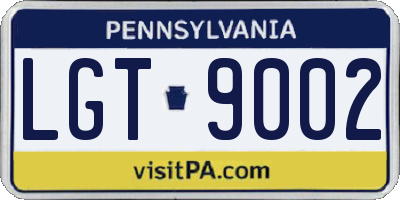 PA license plate LGT9002