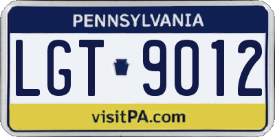 PA license plate LGT9012
