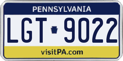 PA license plate LGT9022