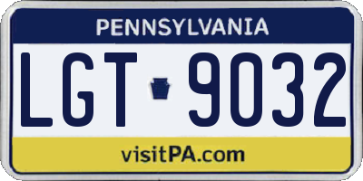 PA license plate LGT9032