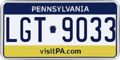 PA license plate LGT9033