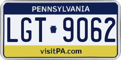 PA license plate LGT9062