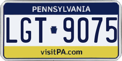PA license plate LGT9075