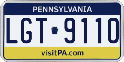 PA license plate LGT9110