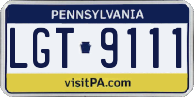 PA license plate LGT9111