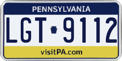 PA license plate LGT9112