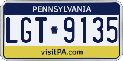 PA license plate LGT9135