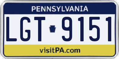 PA license plate LGT9151