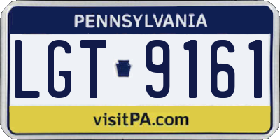 PA license plate LGT9161