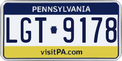 PA license plate LGT9178
