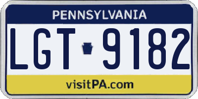 PA license plate LGT9182