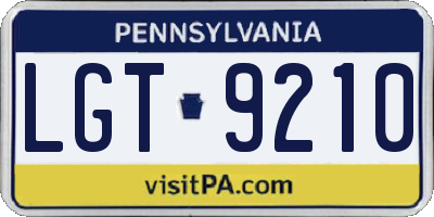 PA license plate LGT9210