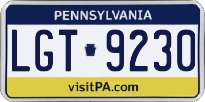 PA license plate LGT9230