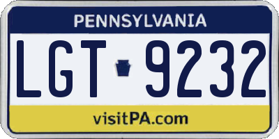 PA license plate LGT9232