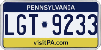 PA license plate LGT9233