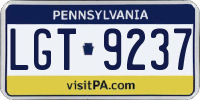 PA license plate LGT9237