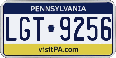 PA license plate LGT9256