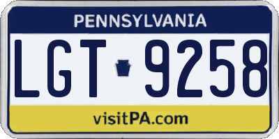 PA license plate LGT9258