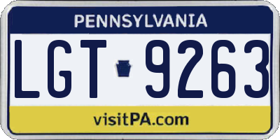PA license plate LGT9263