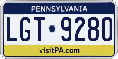 PA license plate LGT9280