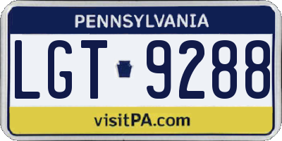 PA license plate LGT9288